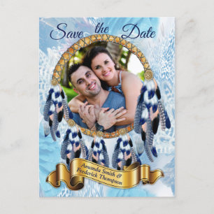 Carte Postale Faire-part Exotic Blue Dream Catcher Enregistrer la date