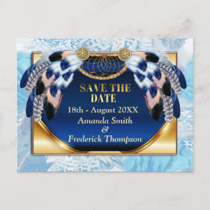 Carte Postale Faire-part Exotic Blue Dream Catcher Enregistrer les dates