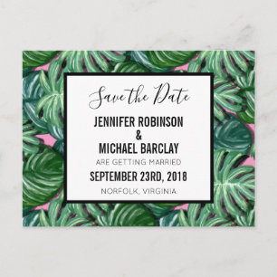 Carte Postale Faire-part Exotic Green Tropical Feuille Motif Enregistrer la