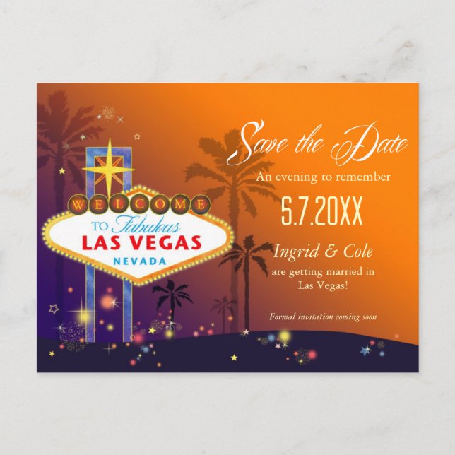 Carte Postale Faire-part Fabulous Las Vegas Mariage Enregistrer la date (Devant)