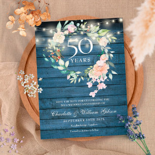Carte Postale Faire-part Faire part de 50e anniversaire de mariage Rustique