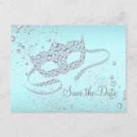 Faire part de bal masqué diamant bleu sarcelle