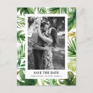 Carte Postale Faire-part Faire part de date de mariage aux feuilles tropica