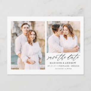 Carte Postale Faire-part Faire part de date de mariage Elegant Script 2 Pho