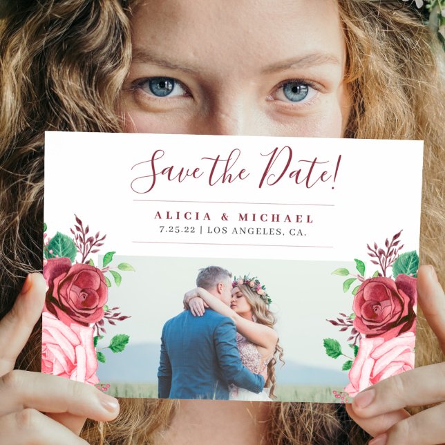 Carte Postale Faire-part Faire part de mariage à thème floral rustique avec (Créateur téléchargé)