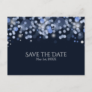 Carte Postale Faire-part Faire part de mariage avec lumières bokeh bleu min