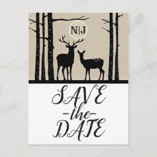 Carte Postale Faire-part Faire part de mariage Cerf et Biche Rustique sur B