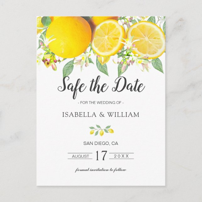 Carte Postale Faire-part Faire part de mariage d'été au citron moderne (Devant)