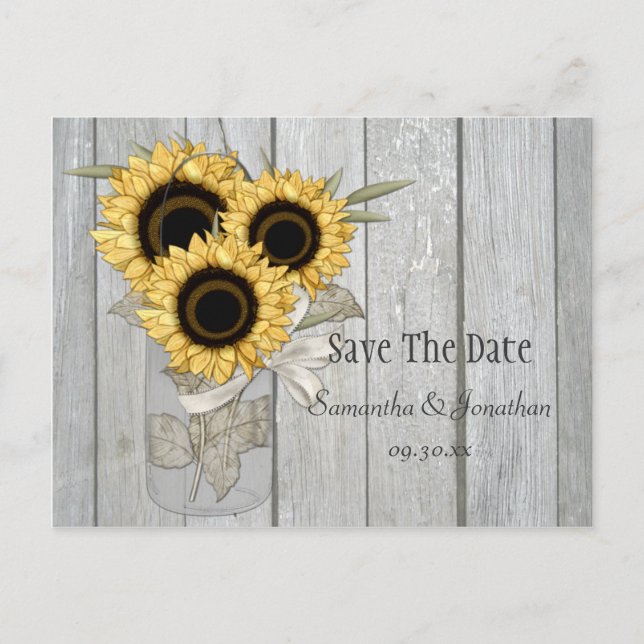 Carte Postale Faire-part Faire part de mariage Fleur de tournesol jaune dan (Devant)