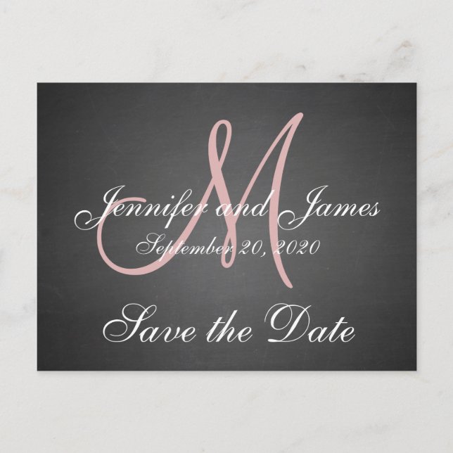 Carte Postale Faire-part Faire part de mariage Monogram Chalkboard (Devant)