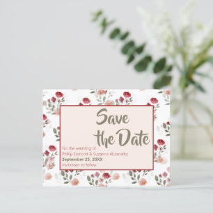 Carte Postale Faire-part Faire part de mariage motif Roses Bourguignon Rosé