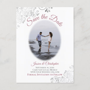 Carte Postale Faire-part Faire part de mariage photo rose poudrée et dentel