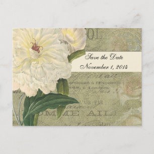 Carte Postale Faire-part Faire part de mariage vintage botanique Pivoine bl