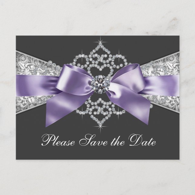 Carte Postale Faire-part Faire part de mariage violet et noir (Devant)