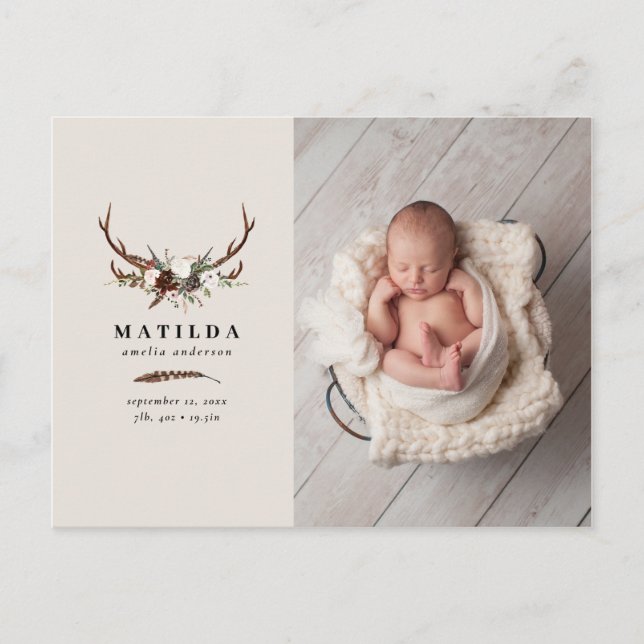 Carte Postale Faire-part Faire part de naissance photo rustique (Devant)