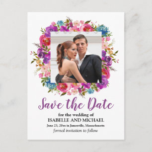 Carte Postale Faire-part Faire part de photo florale violette et blanche po