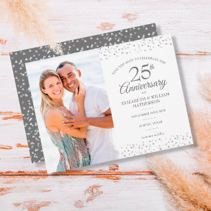 Carte Postale Faire-part Faire part de photo pour les 25 ans de mariage cœu