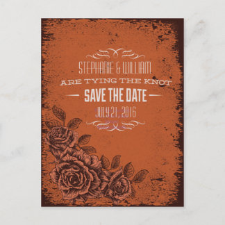 Carte Postale Faire-part Faire part floral vintage en rouille