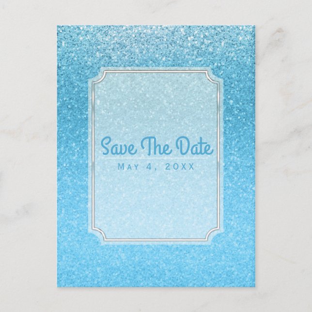 Carte Postale Faire-part Fairy Tale Blue Parties scintillant Glam Party Enr (Devant)