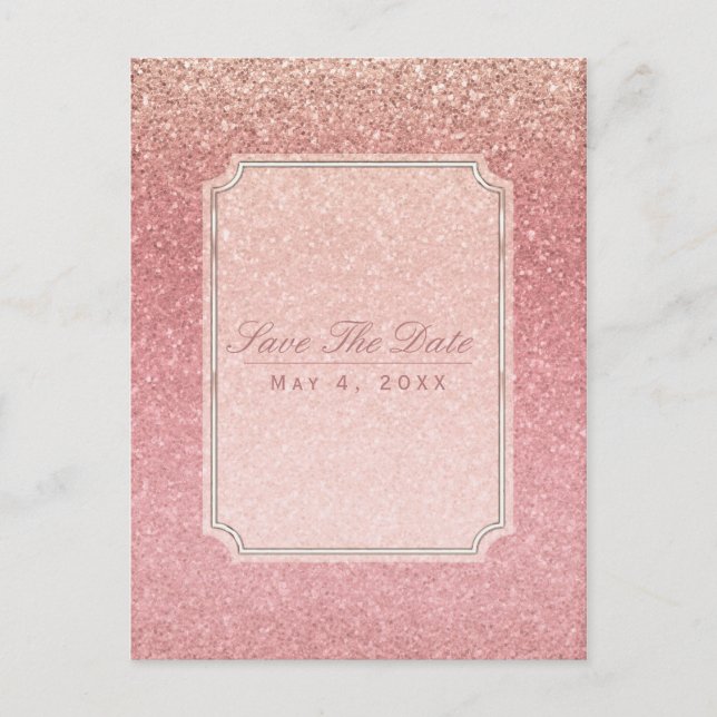 Carte Postale Faire-part Fairy Tale Parties scintillant rose Glam Party Enr (Devant)