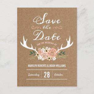 Carte Postale Faire-part Faites gagner la date Antler