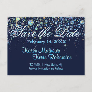 Carte Postale Faire-part Faites gagner la date avec des étoiles de bulle