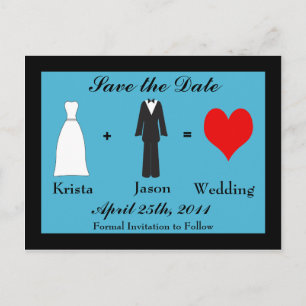 Carte Postale Faire-part Faites gagner la date - jeune mariée plus Grooom