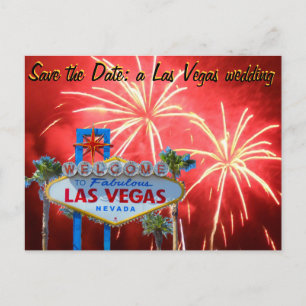 Carte Postale Faire-part Faites gagner la date Las Vegas épousant des feux