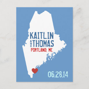 Carte Postale Faire-part Faites gagner la date - personnalisable - le Maine