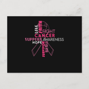 Carte Postale Faire-part Faith Hope Love Cancer du sein Sensibilisation
