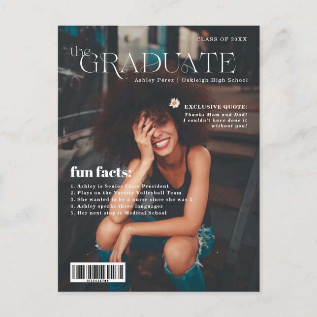 Carte Postale Faire-part Faits amusants | Photo de couverture du magazine G (Devant)