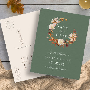 Carte Postale Faire-part Fall Terracotta Wreath Wedding Save the Dates Anno