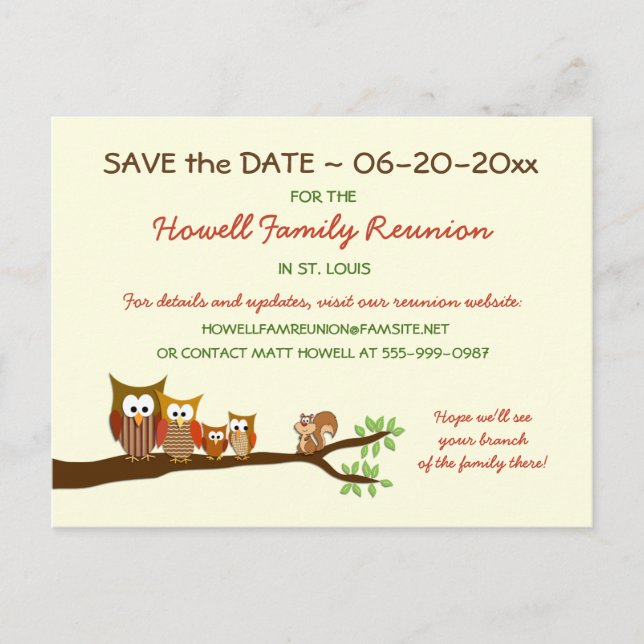 Carte Postale Faire-part Family Tree Reunion Party Enregistrer la date Cart (Devant)