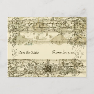 Carte Postale Faire-part Fancy Antique Music Sauvez la date