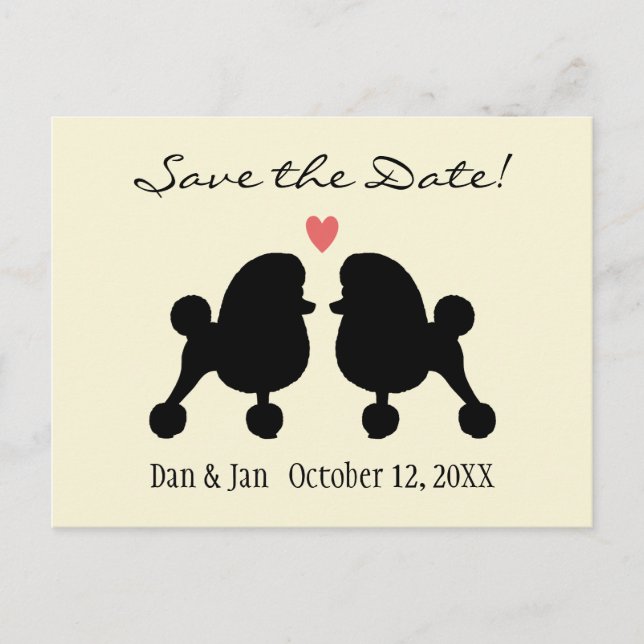 Carte Postale Faire-part Fancy Black Toy Poodles Mariage Enregistrer la dat (Devant)