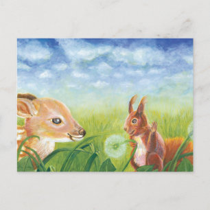 Carte Postale Faire-part Faune et écureuil