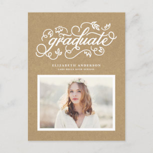 Carte Postale Faire-part Faux Kraft Calligraphie rustique Diplôme photo