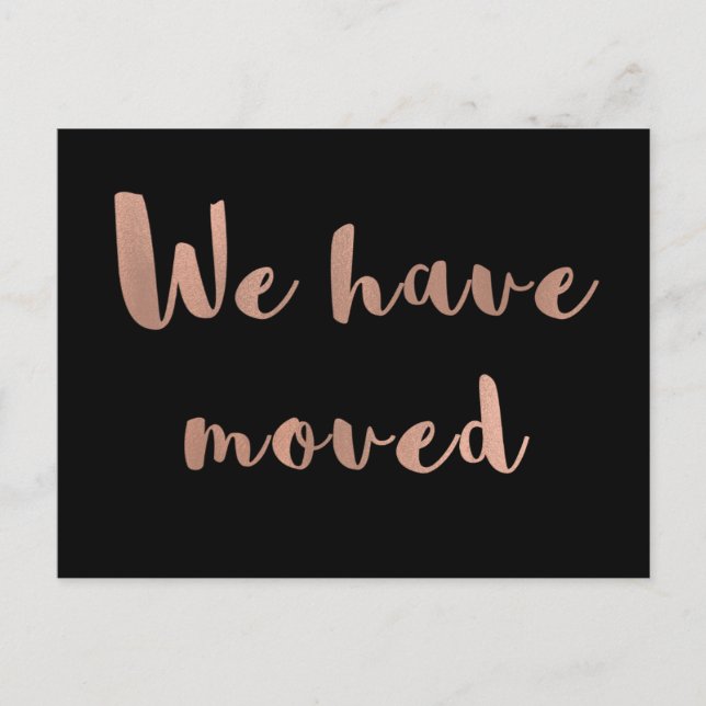 Carte Postale Faire-part Faux Rose Gold sur Black Changement d'adresse (Devant)