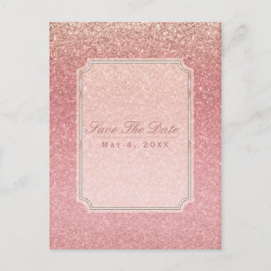 Carte Postale Faire-part Fée Conte Rose Paillettes Glam Fête Enregistrer la