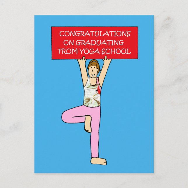 Carte Postale Faire-part Félicitations au diplômé de l'école de yoga. (Devant)