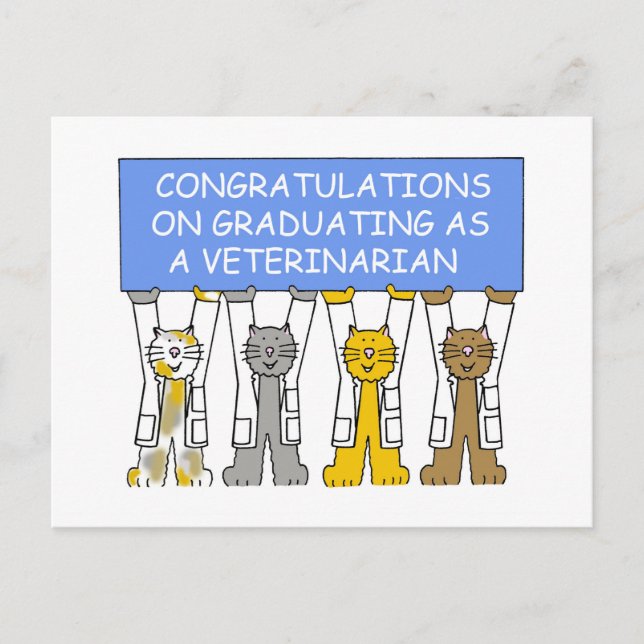 Carte Postale Faire-part Félicitations pour le diplôme de vétérinaire (Devant)