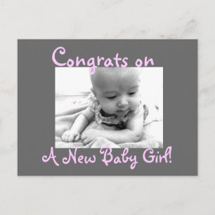Carte Postale Faire-part Félicitations, une nouvelle petite fille !
