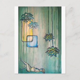 Carte Postale Faire-part Femme enceinte avec fleurs de Lotus