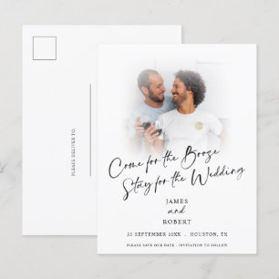 Carte Postale Faire-part Fête Arrive Pour Boissons Photo Enregistrer La Dat