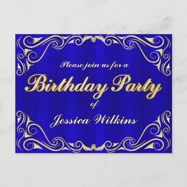 Carte Postale Faire-part Fête d'anniversaire Élégante Typographie Royale Do (Devant)
