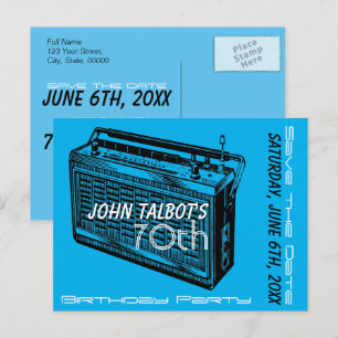 Carte Postale Faire-part Fête d'anniversaire Radio Vintage 70 ans Enregistr