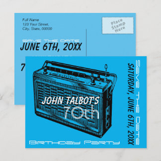 Carte Postale Faire-part Fête d'anniversaire Radio Vintage 70 ans Enregistr