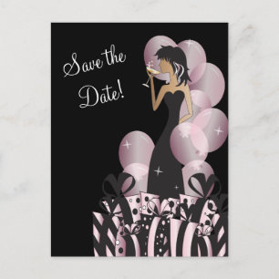 Carte Postale Faire-part Fête de Fille Divinement Chic Sauvegarder la Dat