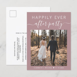 Carte Postale Faire-part Fête de Mariage Dusty Rose Photo "Heureux pour Tou