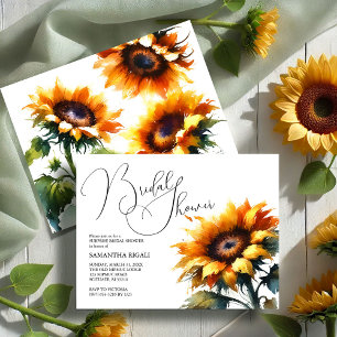 Carte Postale Faire-part Fête de mariage estival au tournesol à l'aquarelle